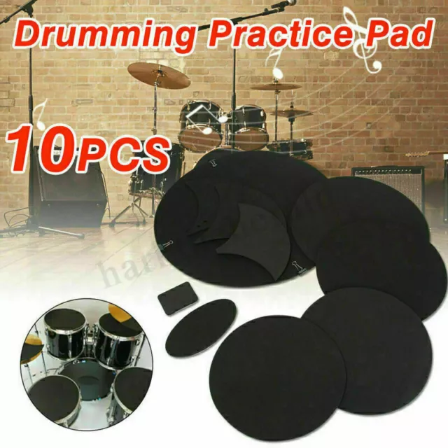 10Pcs Bass Snare Drum Kit Sound Off Quiet Mute Silencer Practice Silence Pad BE