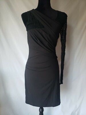 Helmut Lang New York  Womens One Mash  Sleeve Cotton Blend Dress Black Size 6