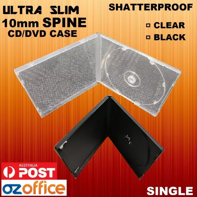 STANDARD SIZE 10mm Single PP CD DVD Case Cover Short Plastic Cases Black Clear