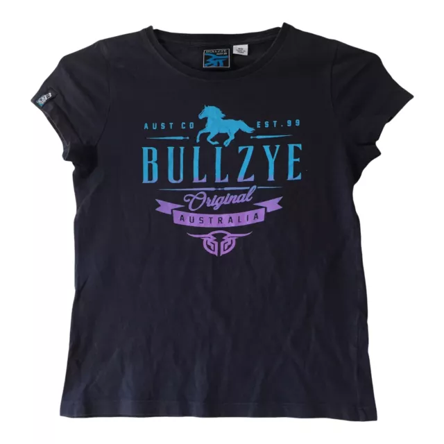 Bullzye Black Kids T Shirt Size 10 Logo Graphic Short Sleeve Stretch