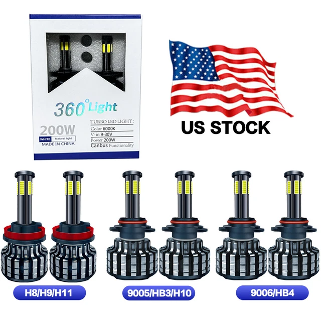 360° 6 sides 9005+9006+H11 COB LED Headlight Bulb High/Low Beam Fog Bulb White