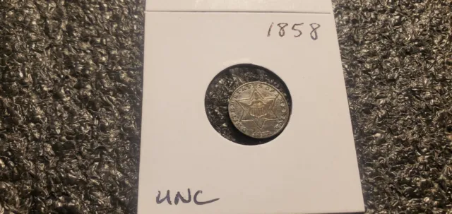 1858 3 Cent Silver Piece, Trime !! Higher Grade !!