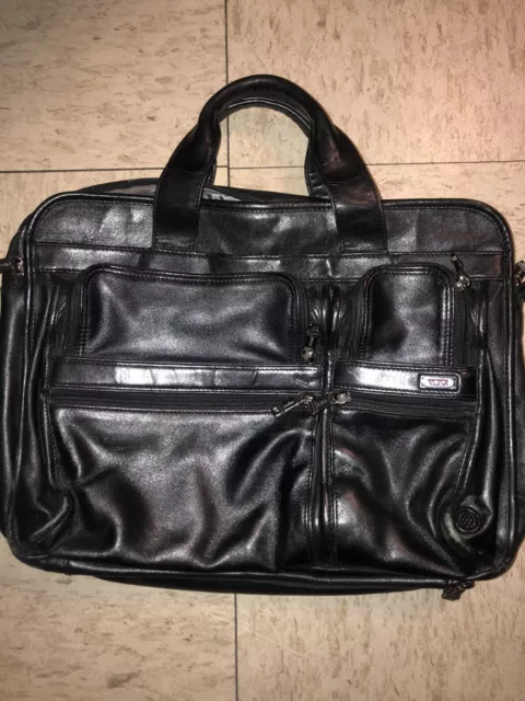 TUMI Alpha Bravo Expandable Leather Laptop Briefcase Bag. (no Strap)