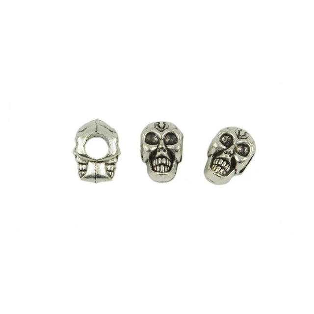 20 Pieces Tibetan Silver European Big Hole 3D Skull Halloween