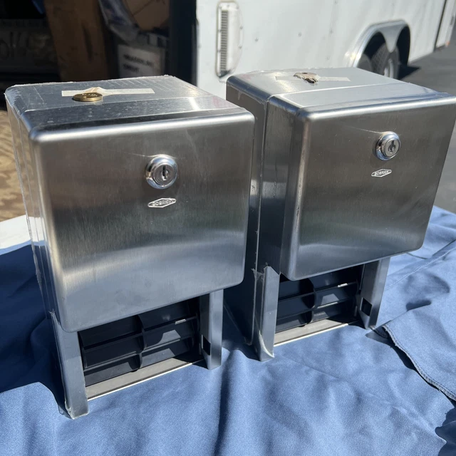 (2 New - No Box) Stainless Steel Toilet Paper Dispensers Bobrick B4388 2 Roll