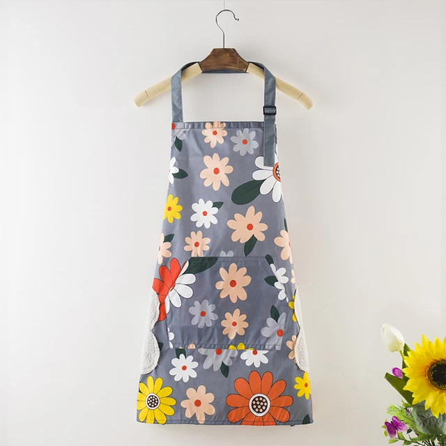 Kitchen Apron Dustproof Stain Repellent Clear Printing Kitchen Pinafore