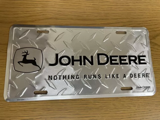 John Deere New 6"X12" Silver Nothing Runs Like A  Deere License Plate