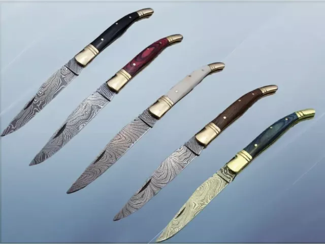 Lot Of Mix 50Pc_8.5" Laguiole Folding Blade HandMade Damascus Steel Pocket knife