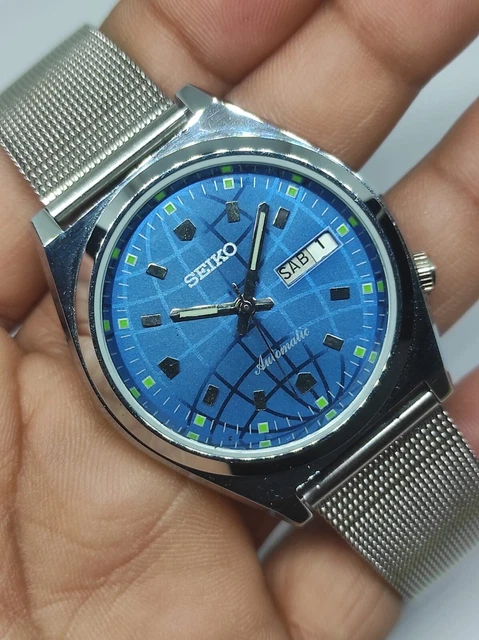 Shiny Seiko 5 Automatic 17J Cal.6309  Blue Dial men's wrist watch Made In Japan