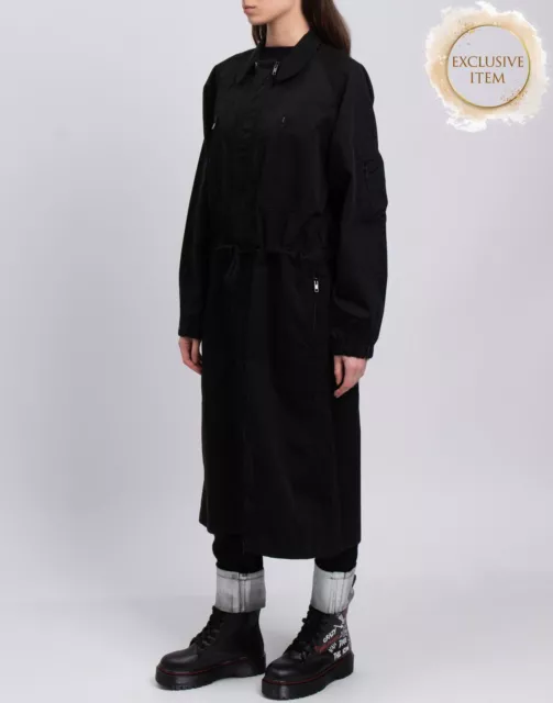 RRP €690 RANDOM IDENTITIES Long Versatile Coat Dress Size S Double Zip Black
