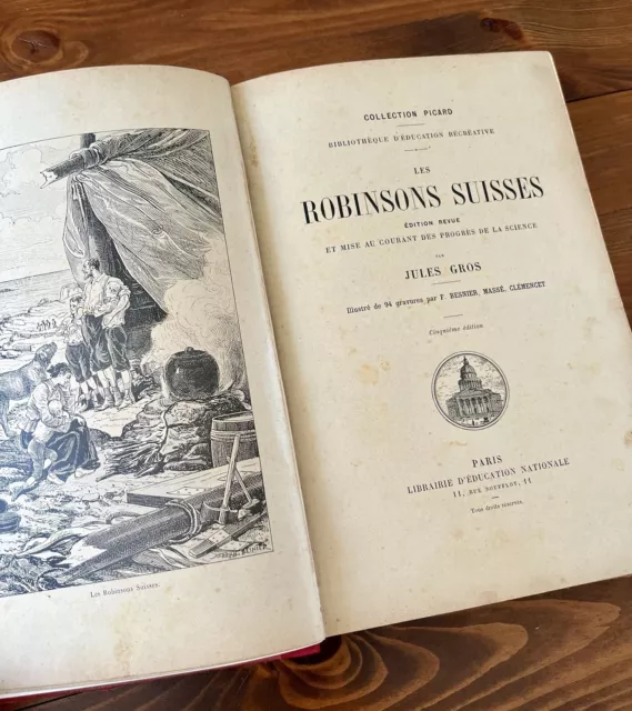 Livre Ancien Les Robinsons Suisses J.Gros Collection Picard 5eme Édition