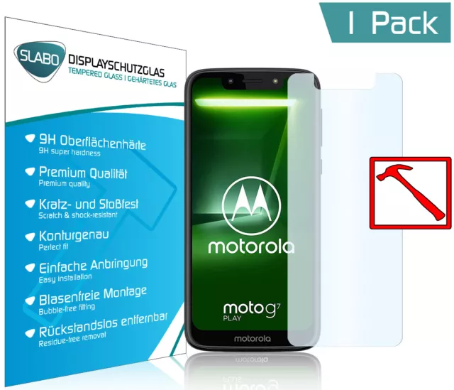 Slabo PREMIUM Panzerfolie für Motorola Moto G7 Play KLAR "Tempered Glass" 9H