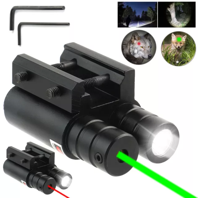 Tactical LED Rifle Flashlight and Red Green Dot Laser Sight Combo for 20mm Rail