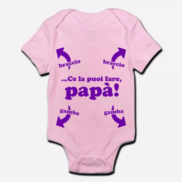Body pagliaccetto neonato rosa bimba bebè Ce la puoi fare papà, divertente!