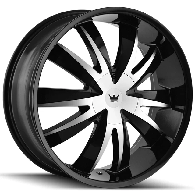 4-Mazzi 337 Edge 20x8.5 5x112/5x120 +35mm Black/Machined Wheels Rims 20" Inch