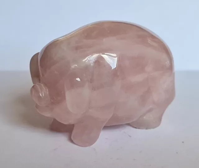 Hand Carved Rose Quartz Pig