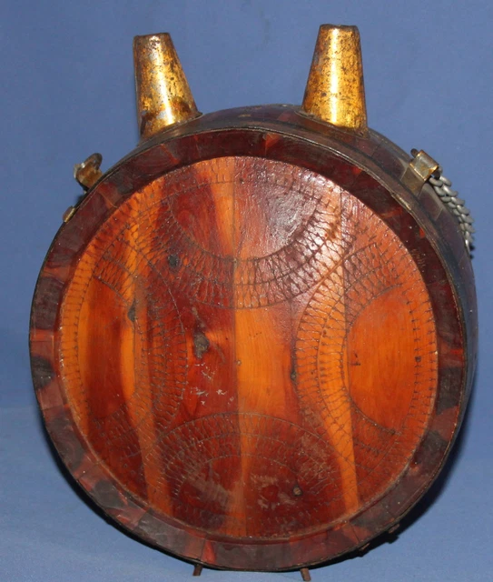 Vintage hand made wood wine brandy flask keg