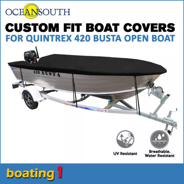 Oceansouth trailerable custom boat cover for Quintrex 420 Busta Open Boat