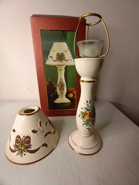 Lenox Holiday Tarton Candlestick Lamp Christmas Center Piece New Open Box