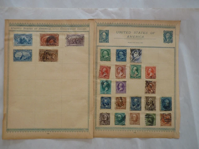 Usa Old Stamps Hinged On 2 Album Pages (P23)