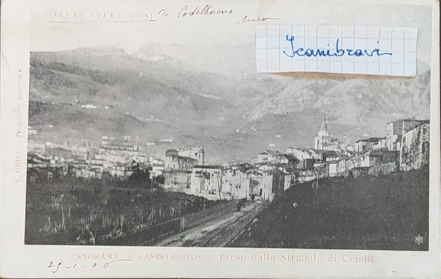 Castelbuono PA. Cartolina con vista dallo stradale di Cefalù a fine Ottocento
