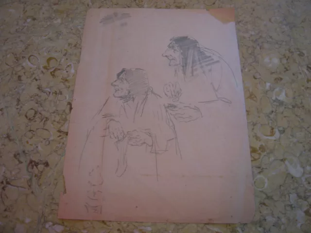 Vintage Antique Début 20th Siècle Edward Comly Trego Crayon Dessin Ancien Femme