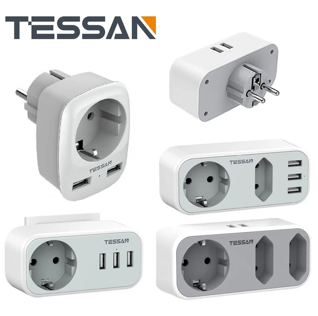 Steckdosenwürfel 7-in-1 Ohne Kabel - 4 Steckplätze + USB-C & USB-A Schnellladung, 4000W Mit Schalter