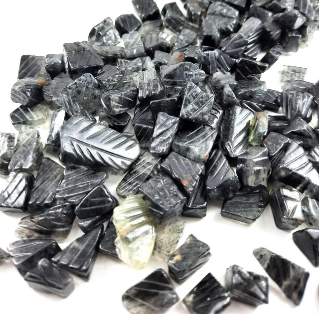 Cabochon en vrac de forme inégale brute de sculpture lisse de rutile noir...