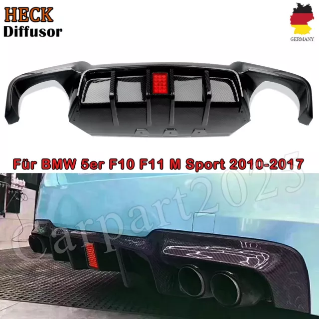 Heckdiffusor Duplex Carbon Optik für BMW F10 F11 550i M550d M Sport R Style LED