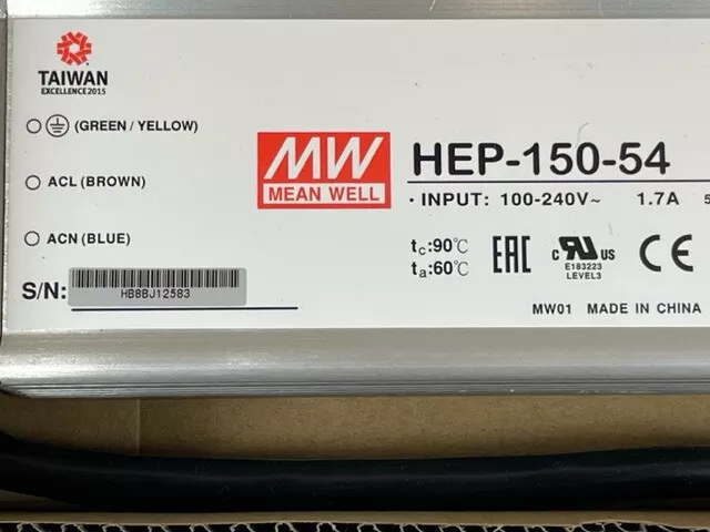 Mean Well HEP-150-54 150W AC/DC Switching Power Supply 54 VDC 90 to 305 VAC 127 2