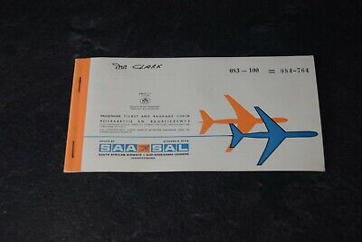 SAA South African Airways USED VINTAGE AIRLINE TICKET 1970 PLANE AERONAUTICA