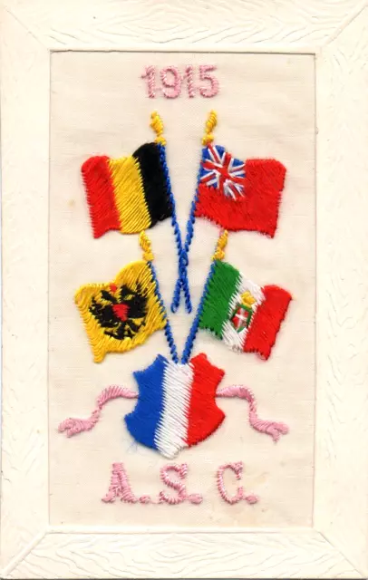 Rare: 1915: Army Service Corps: Ww1 Military Embroidered Silk Postcard