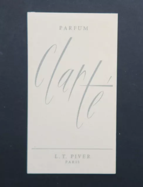 Ancienne carte parfumée CLARTÉ PIVER Parfum perfume card