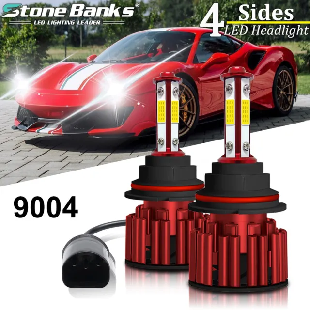 Pairs 9004 HB1 LED Headlight Conversion Kit 120W 6000K White High Low Beam Bulbs