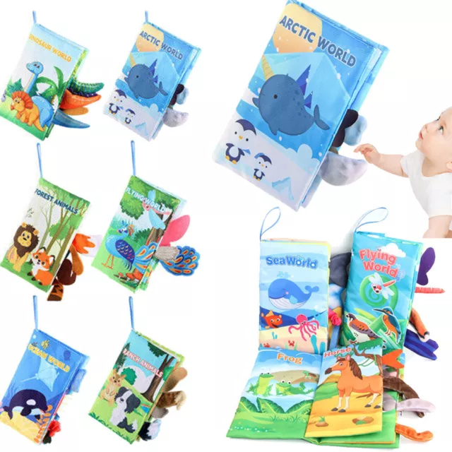 1/6x Infant Baby Toddler Cloth Book Early Sensory Education Animal Tails Book AU