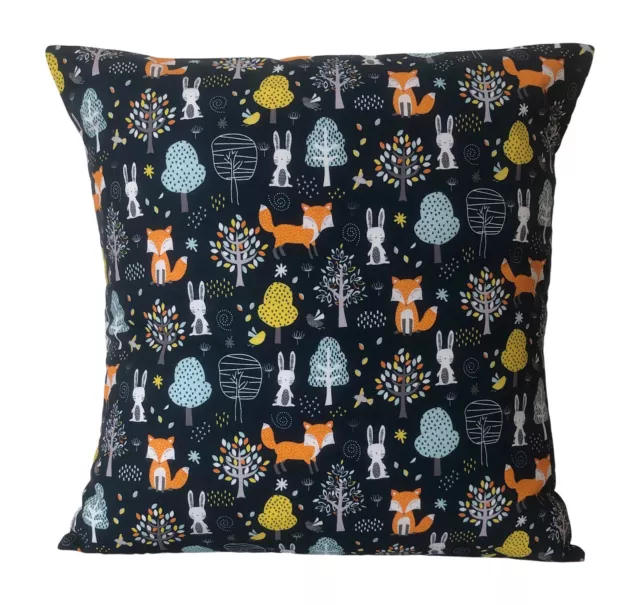 Scandinavian Style Forest Friends Fox Rabbits Novelty Cushion Cover 16” 18”