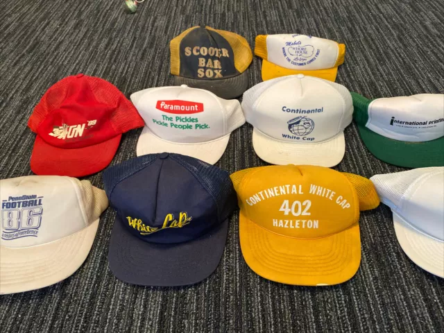 Lot 10 Vtg Mesh Trucker Hat Cap Farm Advertisement Snapback Hats Usa Snap On