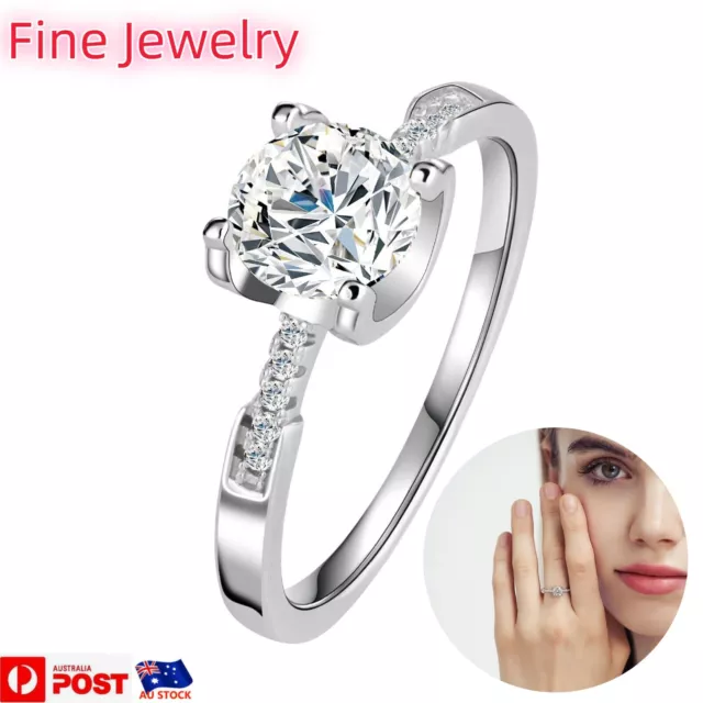 Women’s Fine Jewelry High Qulity 1CT Moissanite Wedding Engagement Silver Ring