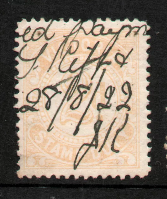 USED HISTORIC 2d " VICTORIA STAMP DUTY " AUSTRALIA