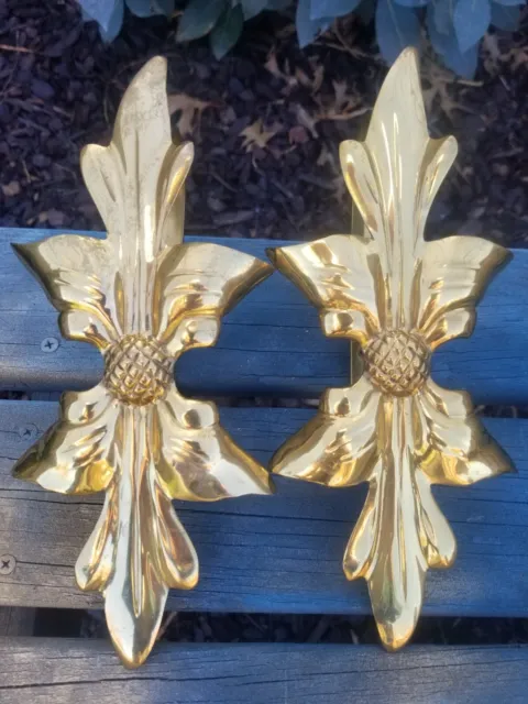 Vintage Brass Tie Backs/Leaf And Acorn/ From India-set Of 2