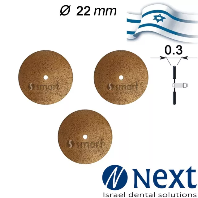 Lot x 3 Dental Lab Sintered Diamond Disc Israel made 22 MM ceramic inflexible