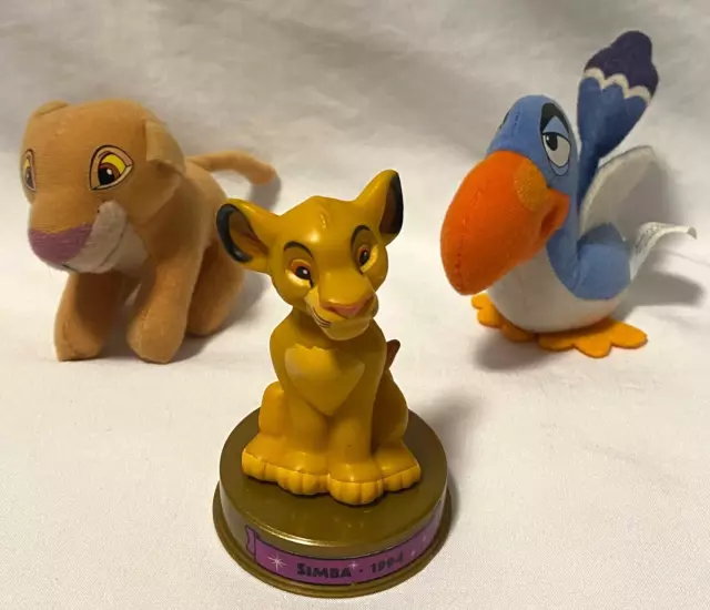 3 Piece Lot of Assorted Small Toys Disney The Lion King Simba and Zazu GUC