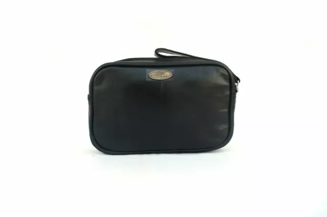 Leather Case Organizer Portable Travel Dopp Kit Mens Toiletry Bag Black Goat