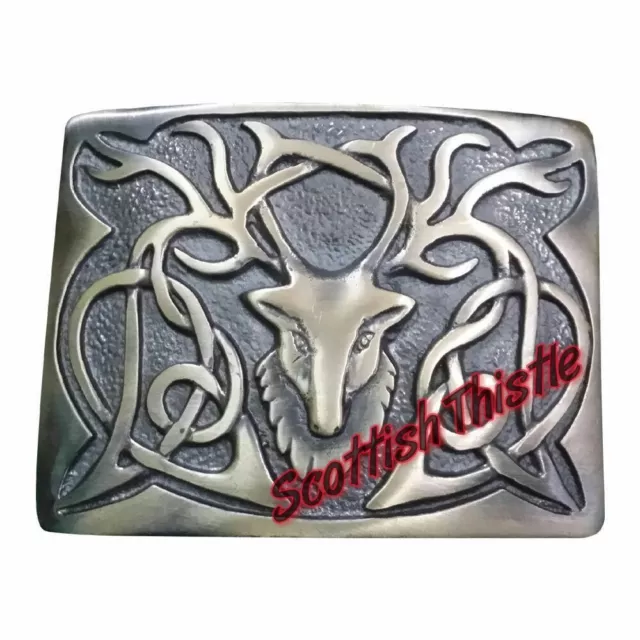 ST Scottish Kilt Belt Buckle Stag Head Antique/Highland KIlts Buckles Deer Head