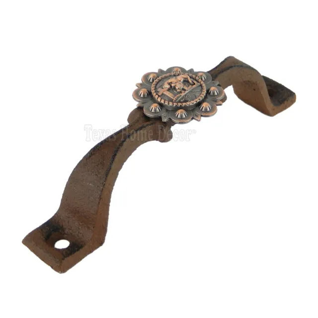 Metal Door Handle Praying Cowboy Copper Concho Drawer Cabinet Pull Rustic