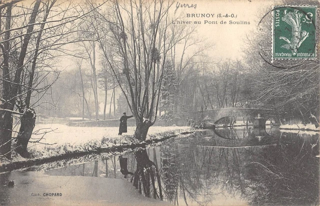 Cpa 91 Brunoy L'hiver Au Pont De Soulins