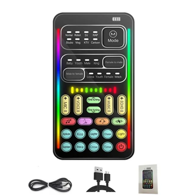 Voice Changer Handheld Sound Card 16 Sound Effects for Microphone Live Sound