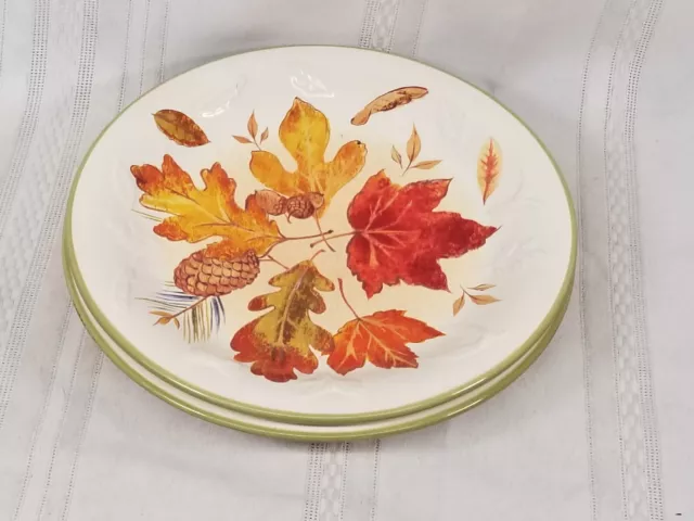 2 Longaberger Pottery Fall Foliage Luncheon Plate