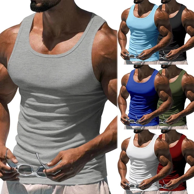 Uomo palestra muscolo shirt fitness shirt tank top senza maniche sport maglietta allenamento