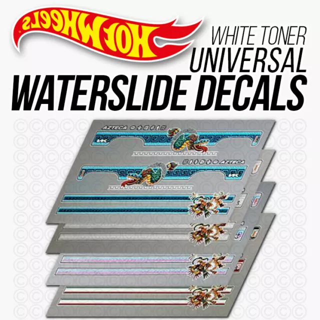 1/64 AZTECA SILVERADO Custom White Toner Universal WaterSlide Decal Hot Wheels